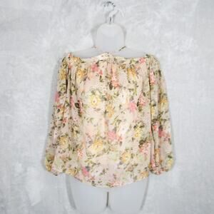Bailey 44 Top Womens Small Halter Floral Semi Sheer Romantic Off Shoulder USA